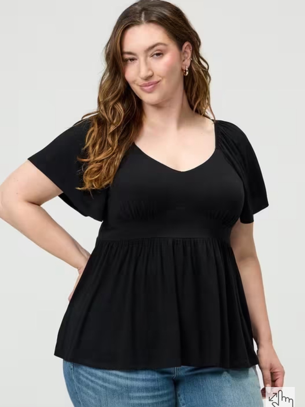NWOT Super Soft Jersey Flutter Sleeve Babydoll Top Size 2x